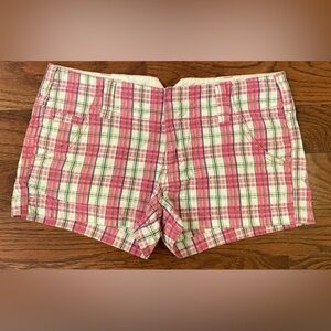 Roxy Shorts Sz 5 Pink/White Plaid Seersucker Embroidered Logo Pockets